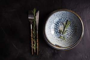 Blue Textured Porcelain Ceramic Plate