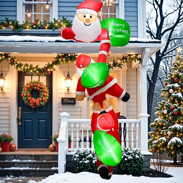 MIS01588-Inflatable 2.4M (8ft) Triple Santa Claus c/w Blower Fan & LED light
