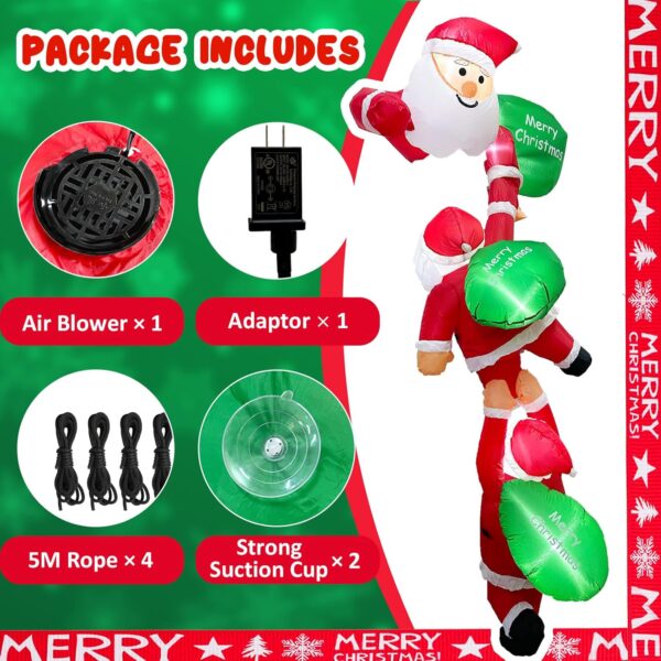 MIS01588-Inflatable 2.4M (8ft) Triple Santa Claus c/w Blower Fan & LED light - Image 9