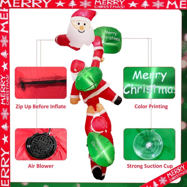 MIS01588-Inflatable 2.4M (8ft) Triple Santa Claus c/w Blower Fan & LED light - Image 11