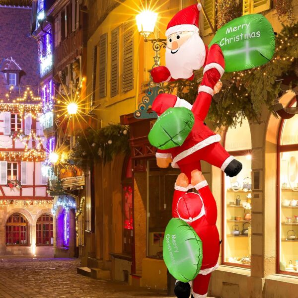 MIS01588-Inflatable 2.4M (8ft) Triple Santa Claus c/w Blower Fan & LED light - Image 4