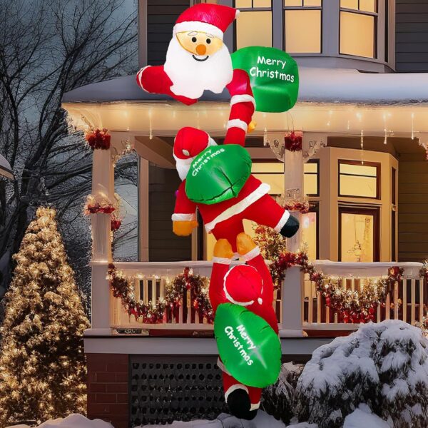 MIS01588-Inflatable 2.4M (8ft) Triple Santa Claus c/w Blower Fan & LED light - Image 3
