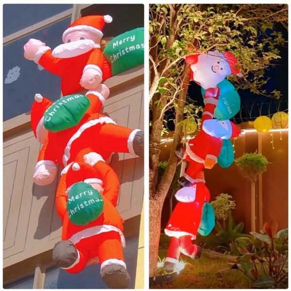 MIS01588-Inflatable 2.4M (8ft) Triple Santa Claus c/w Blower Fan & LED light - Image 7