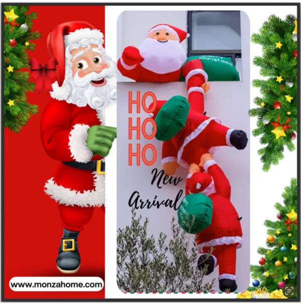 MIS01588-Inflatable 2.4M (8ft) Triple Santa Claus c/w Blower Fan & LED light - Image 8