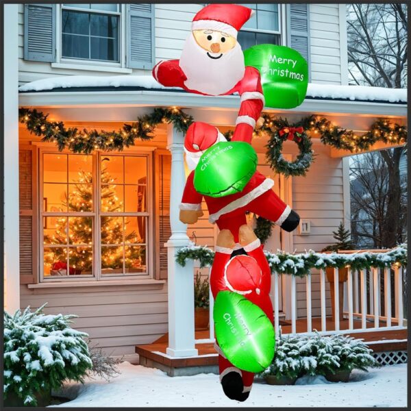 MIS01588-Inflatable 2.4M (8ft) Triple Santa Claus c/w Blower Fan & LED light - Image 2