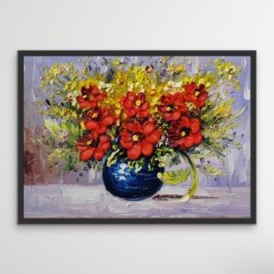 Crimson Harmony – Textured Floral Expression